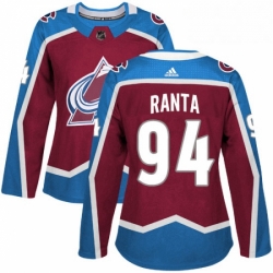 Womens Adidas Colorado Avalanche 94 Sampo Ranta Authentic Burgundy Red Home NHL Jersey 