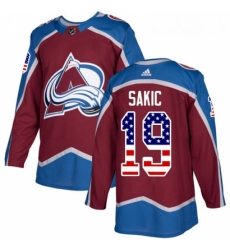 Youth Adidas Colorado Avalanche 19 Joe Sakic Authentic Burgundy Red USA Flag Fashion NHL Jersey 