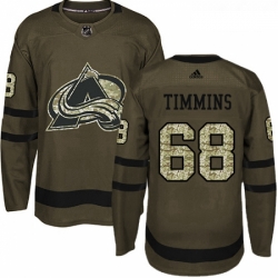 Youth Adidas Colorado Avalanche 68 Conor Timmins Authentic Green Salute to Service NHL Jersey 