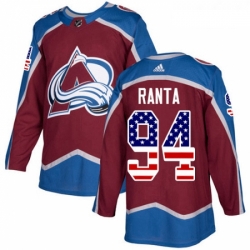 Youth Adidas Colorado Avalanche 94 Sampo Ranta Authentic Burgundy Red USA Flag Fashion NHL Jersey 