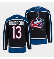 Men Columbus Blue Jackets 13 Johnny Gaudreau Navy 2022 Reverse Retro Stitched Jersey