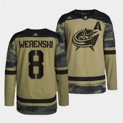 Men Columbus Blue Jackets 8 Zach Werenski 2022 Camo Military Appreciation Night Stitched jersey