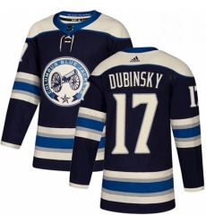 Mens Adidas Columbus Blue Jackets 17 Brandon Dubinsky Authentic Navy Blue Alternate NHL Jersey 