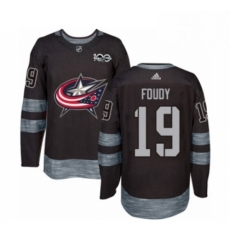 Mens Adidas Columbus Blue Jackets 19 Liam Foudy Authentic Black 1917 2017 100th Anniversary NHL Jersey 