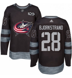 Mens Adidas Columbus Blue Jackets 28 Oliver Bjorkstrand Premier Black 1917 2017 100th Anniversary NHL Jersey 