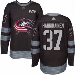 Mens Adidas Columbus Blue Jackets 37 Markus Hannikainen Premier Black 1917 2017 100th Anniversary NHL Jersey 