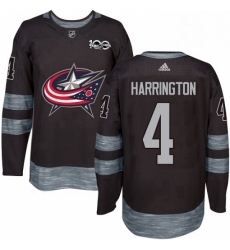 Mens Adidas Columbus Blue Jackets 4 Scott Harrington Authentic Black 1917 2017 100th Anniversary NHL Jersey 