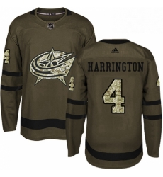 Mens Adidas Columbus Blue Jackets 4 Scott Harrington Premier Green Salute to Service NHL Jersey 