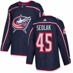 Mens Adidas Columbus Blue Jackets 45 Lukas Sedlak Authentic Navy Blue Home NHL Jersey 