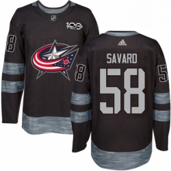 Mens Adidas Columbus Blue Jackets 58 David Savard Authentic Black 1917 2017 100th Anniversary NHL Jersey 