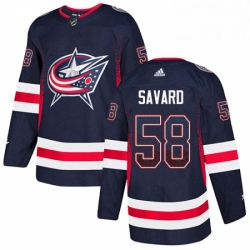 Mens Adidas Columbus Blue Jackets 58 David Savard Authentic Navy Blue Drift Fashion NHL Jersey 