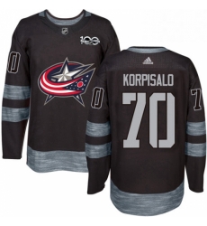 Mens Adidas Columbus Blue Jackets 70 Joonas Korpisalo Authentic Black 1917 2017 100th Anniversary NHL Jersey 