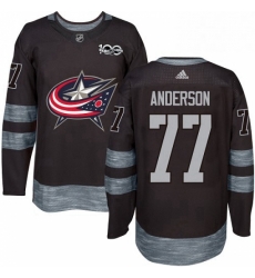 Mens Adidas Columbus Blue Jackets 77 Josh Anderson Authentic Black 1917 2017 100th Anniversary NHL Jersey 