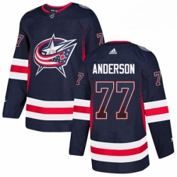 Mens Adidas Columbus Blue Jackets 77 Josh Anderson Authentic Navy Blue Drift Fashion NHL Jersey 