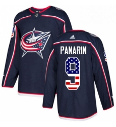 Mens Adidas Columbus Blue Jackets 9 Artemi Panarin Authentic Navy Blue USA Flag Fashion NHL Jersey 