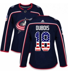 Womens Adidas Columbus Blue Jackets 18 Pierre Luc Dubois Authentic Navy Blue USA Flag Fashion NHL Jersey 