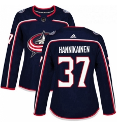 Womens Adidas Columbus Blue Jackets 37 Markus Hannikainen Premier Navy Blue Home NHL Jersey 