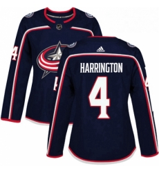 Womens Adidas Columbus Blue Jackets 4 Scott Harrington Authentic Navy Blue Home NHL Jersey 