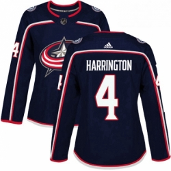 Womens Adidas Columbus Blue Jackets 4 Scott Harrington Authentic Navy Blue Home NHL Jersey 