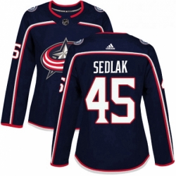 Womens Adidas Columbus Blue Jackets 45 Lukas Sedlak Authentic Navy Blue Home NHL Jersey 