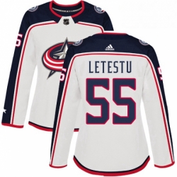 Womens Adidas Columbus Blue Jackets 55 Mark Letestu Authentic White Away NHL Jersey 