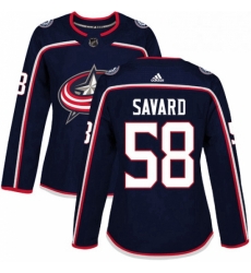 Womens Adidas Columbus Blue Jackets 58 David Savard Premier Navy Blue Home NHL Jersey 