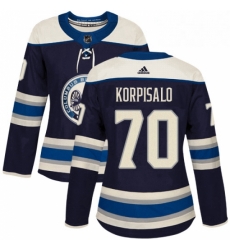 Womens Adidas Columbus Blue Jackets 70 Joonas Korpisalo Authentic Navy Blue Alternate NHL Jersey 