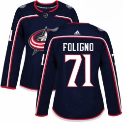 Womens Adidas Columbus Blue Jackets 71 Nick Foligno Premier Navy Blue Home NHL Jersey 