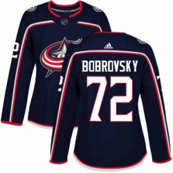 Womens Adidas Columbus Blue Jackets 72 Sergei Bobrovsky Premier Navy Blue Home NHL Jersey 