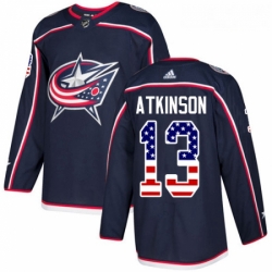 Youth Adidas Columbus Blue Jackets 13 Cam Atkinson Authentic Navy Blue USA Flag Fashion NHL Jersey 