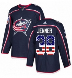 Youth Adidas Columbus Blue Jackets 38 Boone Jenner Authentic Navy Blue USA Flag Fashion NHL Jersey 