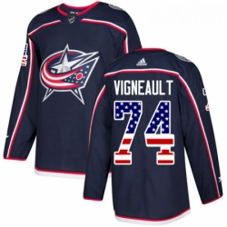 Youth Adidas Columbus Blue Jackets 74 Sam Vigneault Authentic Navy Blue USA Flag Fashion NHL Jersey 