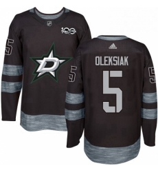 Mens Adidas Dallas Stars 5 Jamie Oleksiak Authentic Black 1917 2017 100th Anniversary NHL Jersey 