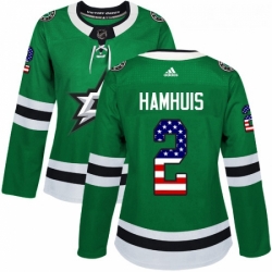 Womens Adidas Dallas Stars 2 Dan Hamhuis Authentic Green USA Flag Fashion NHL Jersey 