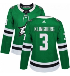 Womens Adidas Dallas Stars 3 John Klingberg Authentic Green Home NHL Jersey 