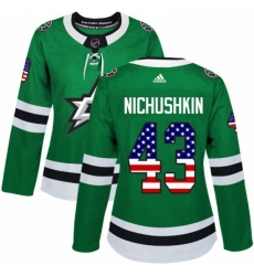 Womens Adidas Dallas Stars 43 Valeri Nichushkin Authentic Green USA Flag Fashion NHL Jersey 