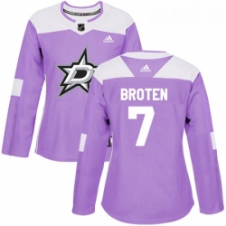 Womens Adidas Dallas Stars 7 Neal Broten Authentic Purple Fights Cancer Practice NHL Jersey 