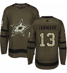 Youth Adidas Dallas Stars 13 Mattias Janmark Authentic Green Salute to Service NHL Jersey 