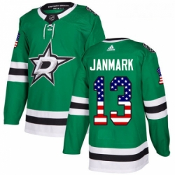 Youth Adidas Dallas Stars 13 Mattias Janmark Authentic Green USA Flag Fashion NHL Jersey 