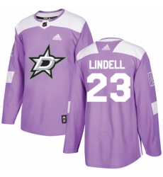 Youth Adidas Dallas Stars 23 Esa Lindell Authentic Purple Fights Cancer Practice NHL Jersey 