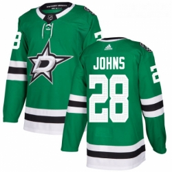 Youth Adidas Dallas Stars 28 Stephen Johns Authentic Green Home NHL Jersey 