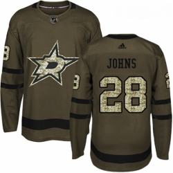 Youth Adidas Dallas Stars 28 Stephen Johns Premier Green Salute to Service NHL Jersey 