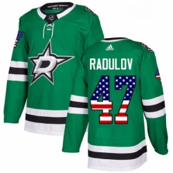 Youth Adidas Dallas Stars 47 Alexander Radulov Authentic Green USA Flag Fashion NHL Jersey 