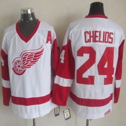 Detroit Red Wings #24 Chris Chelios White CCM Throwback Stitched NHL Jersey