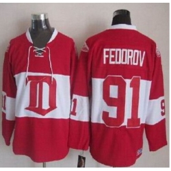 Detroit Red Wings #91 Sergei Fedorov Red Winter Classic CCM Throwback Stitched NHL Jersey