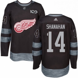 Mens Adidas Detroit Red Wings 14 Brendan Shanahan Premier Black 1917 2017 100th Anniversary NHL Jersey 