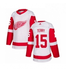 Mens Adidas Detroit Red Wings 15 Chris Terry Authentic White Away NHL Jersey 