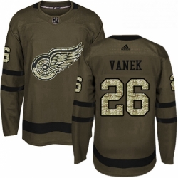 Mens Adidas Detroit Red Wings 26 Thomas Vanek Authentic Green Salute to Service NHL Jersey 