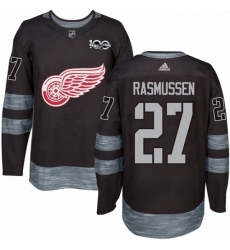 Mens Adidas Detroit Red Wings 27 Michael Rasmussen Premier Black 1917 2017 100th Anniversary NHL Jersey 