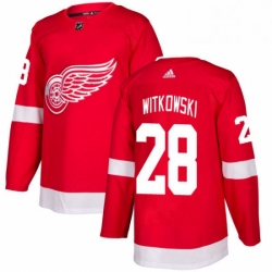 Mens Adidas Detroit Red Wings 28 Luke Witkowski Authentic Red Home NHL Jersey 